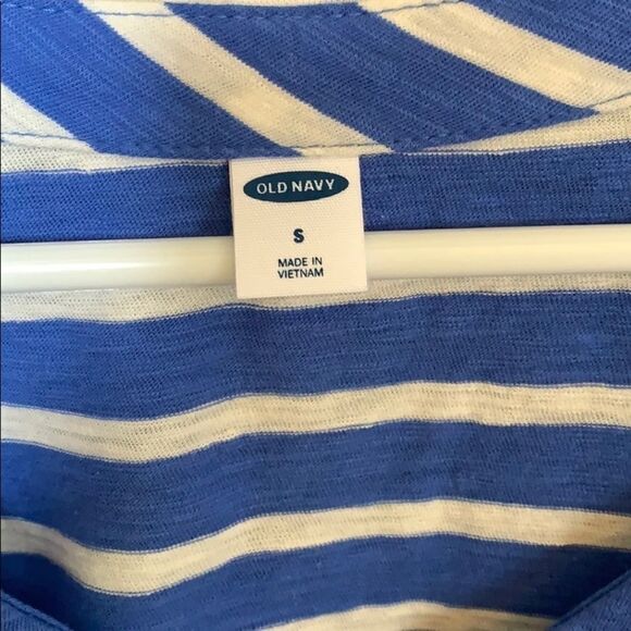 Blue & white stripe button-up top - Picture 6 of 9